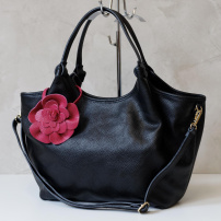Kožená torbica Luka 26-031 DOLLARO + FLOWER - crna